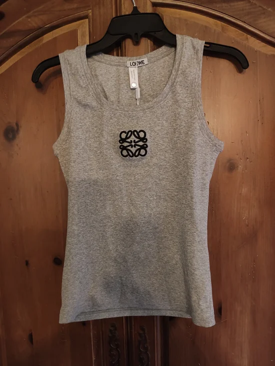 Loewe Gray Ribbed Tank with Black Anagram